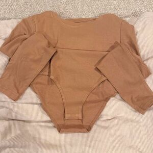 Amazon Women's Long Sleeve Bodysuit in Tan